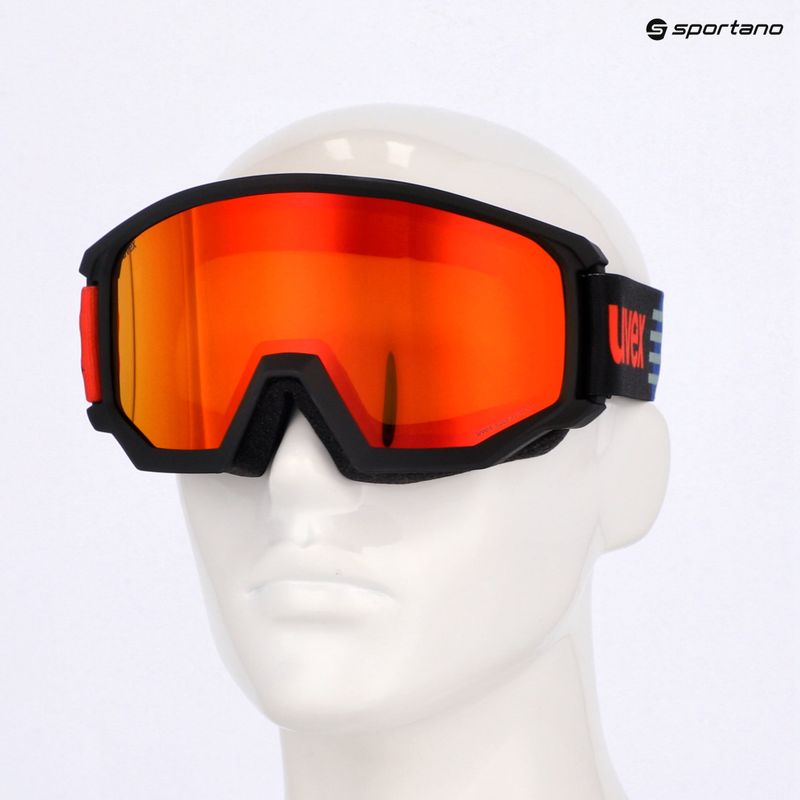 Skibrille UVEX Athletic FM black matt/mirror red orange clear 7