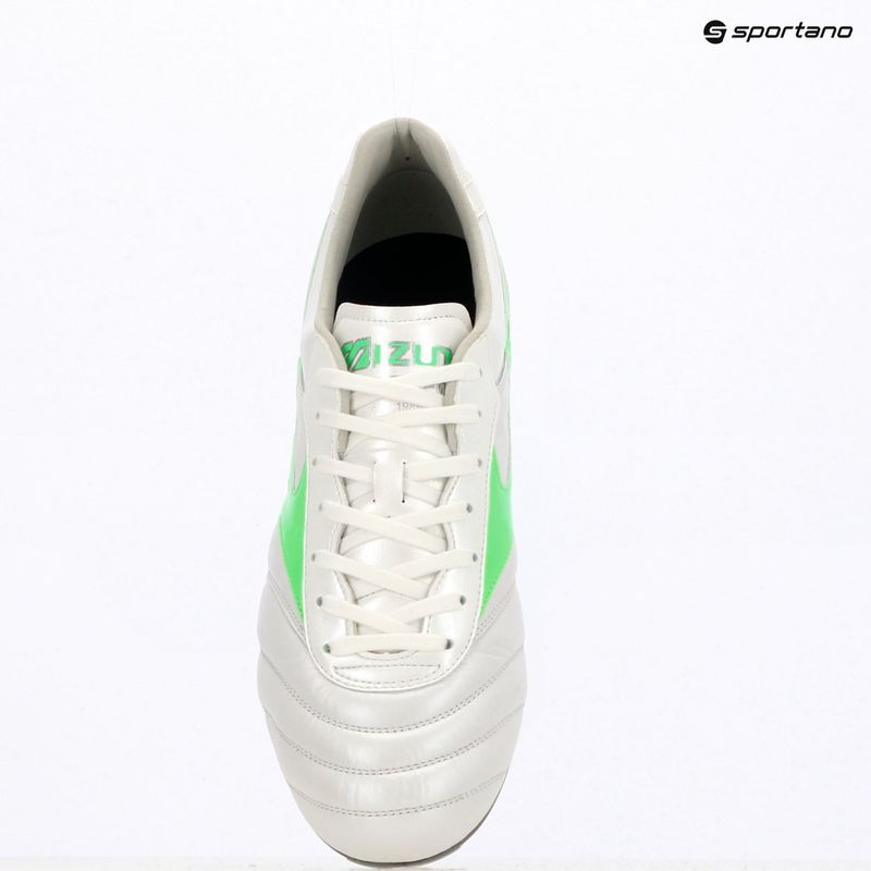 Fußballschuhe Herren Mizuno Morelia II Elite Md white/neon green/galaxy silver 9