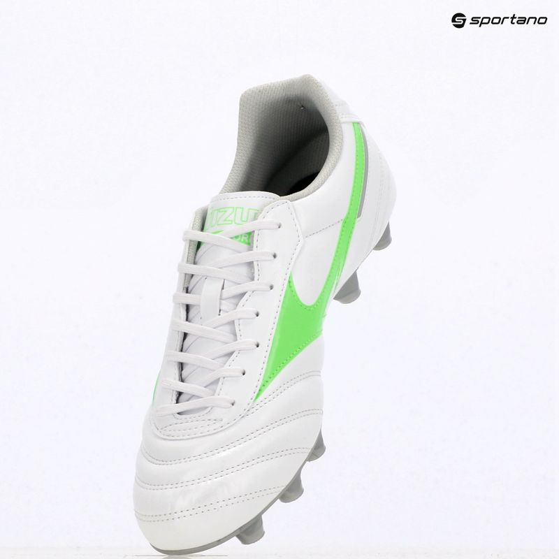 Fußballschuhe Herren Mizuno Morelia II Club Md white/neon green/galaxy silver 9