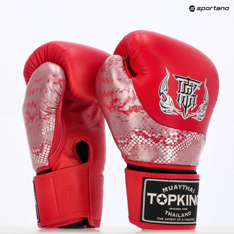 Top King Muay Thai Power Snake rot/silberne Boxhandschuhe 7