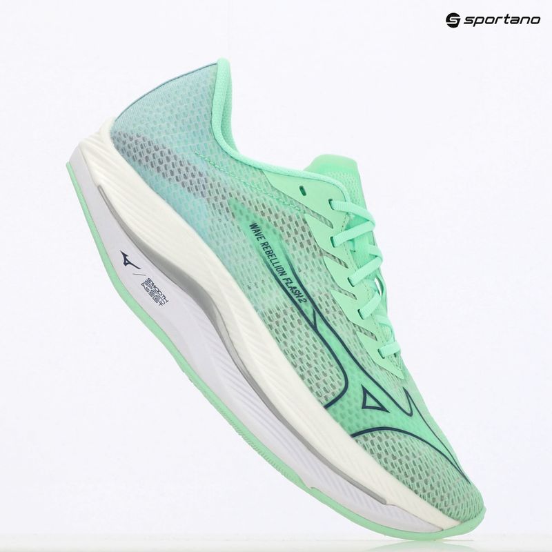 Laufschuhe Herren Mizuno Wave Rebellion Flash 2 neo mint/vintage indigo/hint of mint 9