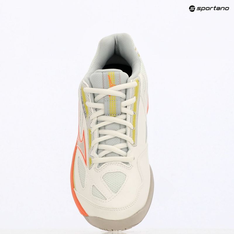 Tennisschuhe Damen Mizuno Break Shot 4 AC snow white/ neon flame/ ghost gray 9