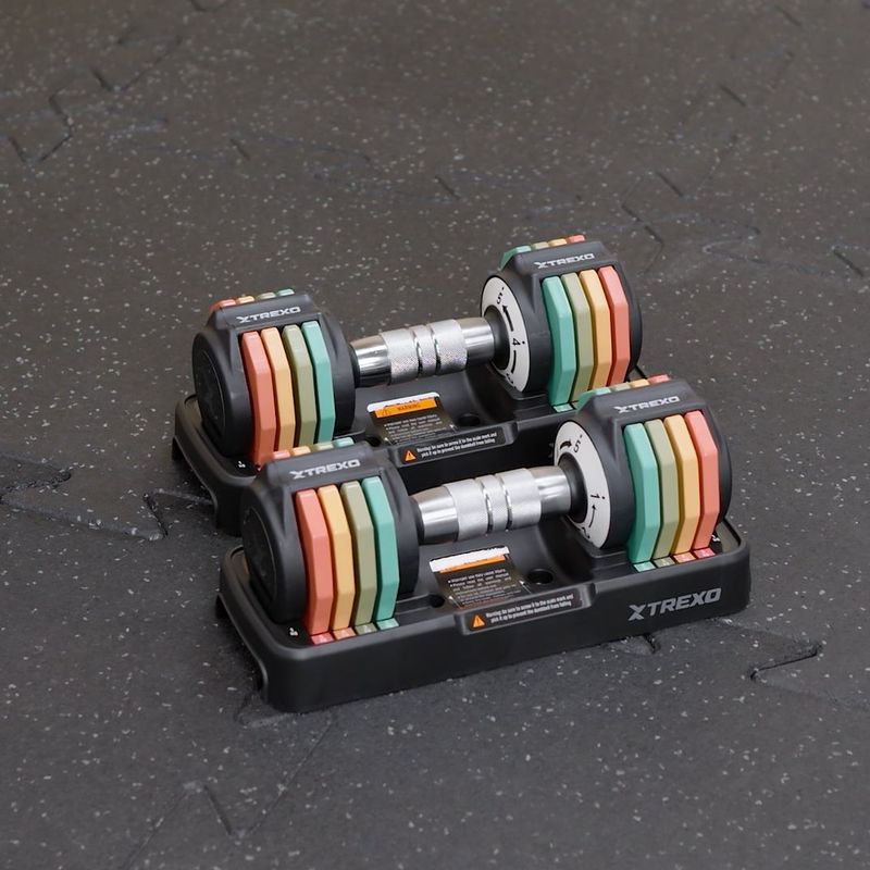 Verstellbare Hantelset TREXO 2 x 5 kg multicolor 8