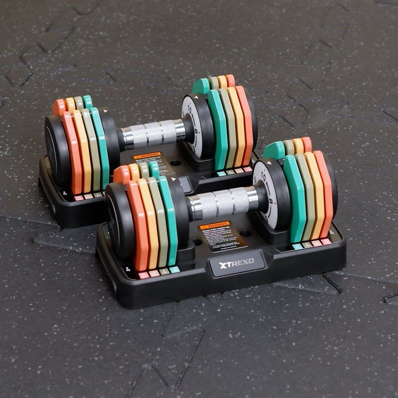 Verstellbare Hantelset TREXO 2 x 10 kg multicolor 13