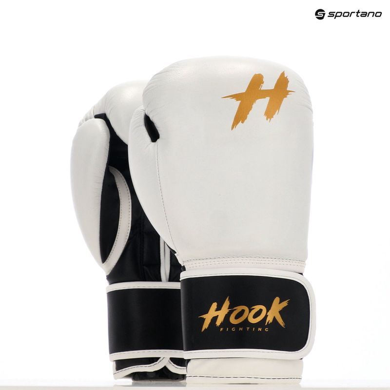 HOOK FIGHTING Ready to Fight Leder Boxhandschuhe weiß 8