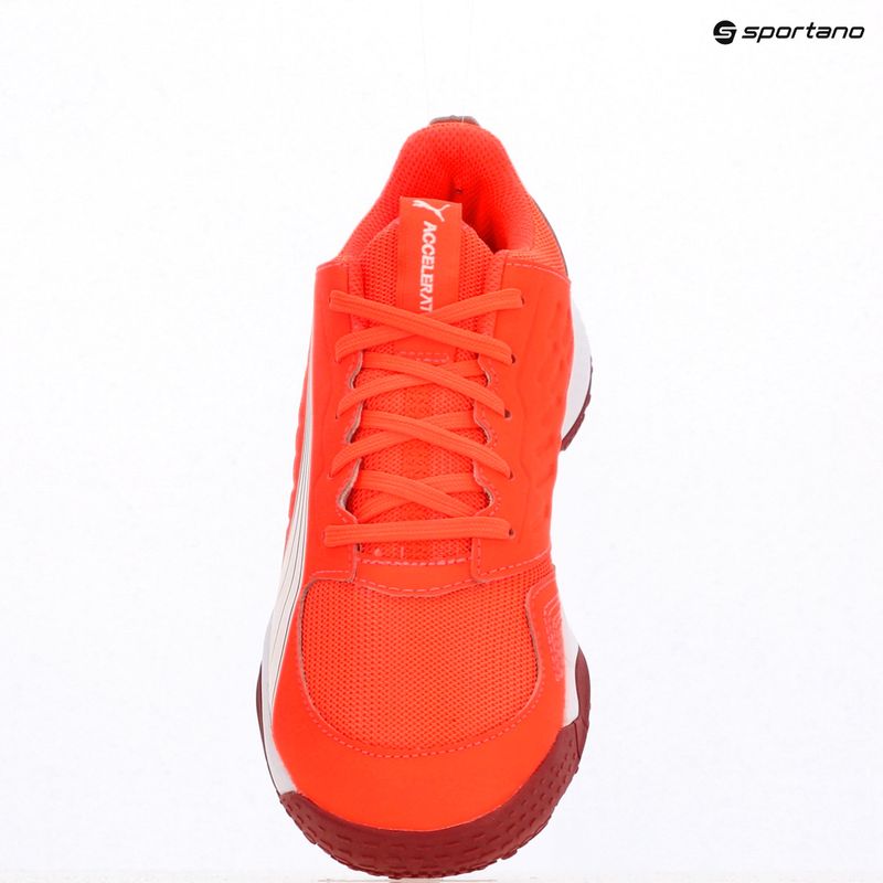 PUMA Accelerate Jr Kinder-Handballschuhe leuchtend rot/weiß/dunkelkarminrot/schwarz 12