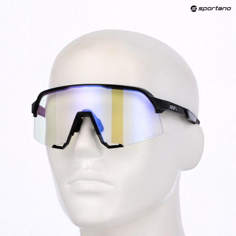 Sonnenbrille 100% S3 LE gloss black/purple flash mirror photochromic 8