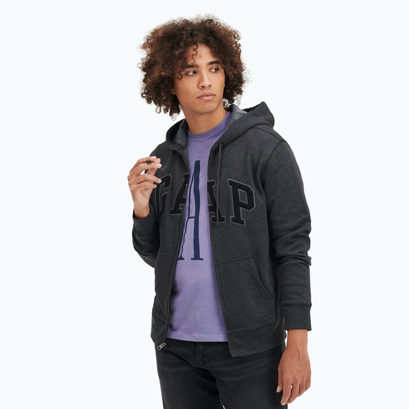 Herren Sweatshirt GAP V-Heritage Logo FZ neu Holzkohle grau