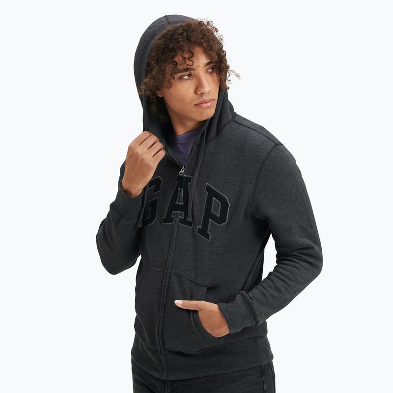 Herren Sweatshirt GAP V-Heritage Logo FZ neu Holzkohle grau