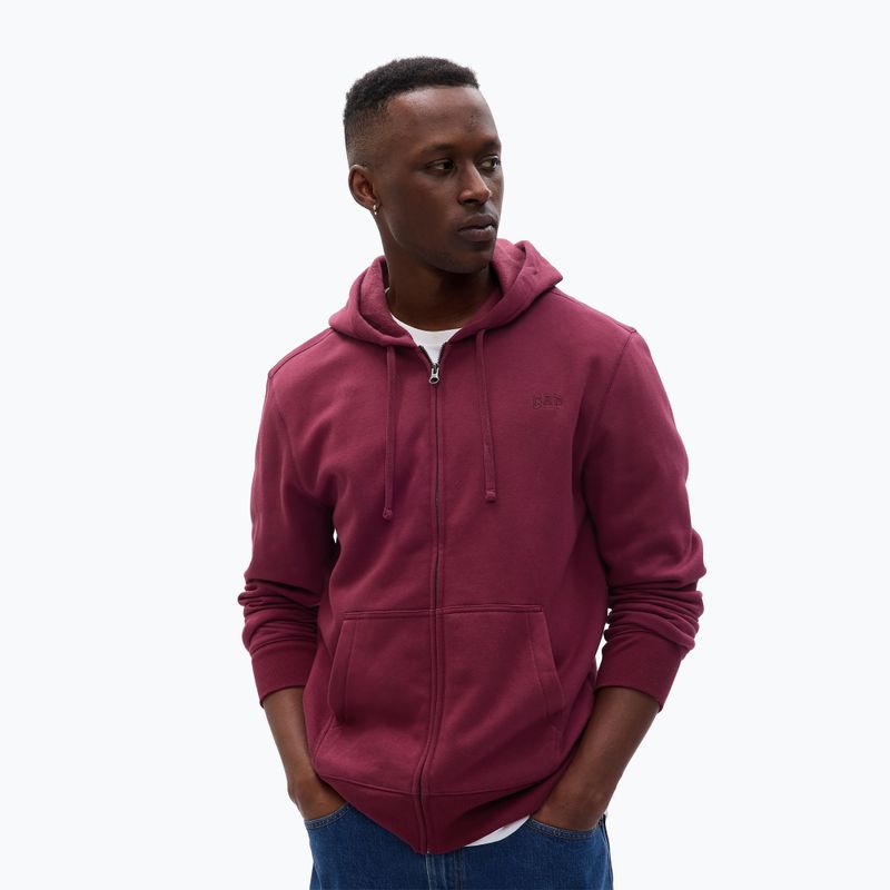 Herren GAP Fullzip Logo Hoodie tief granatrot