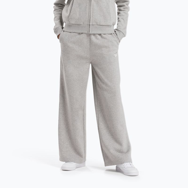 Damen Reebok Identität Small Logo Fleece WIde Leg Hose mittel grau heather