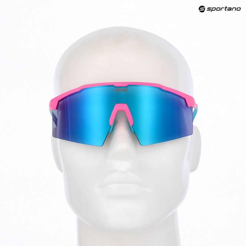 Sonnenbrille UVEX Flowline pink matt/mirror blue 7