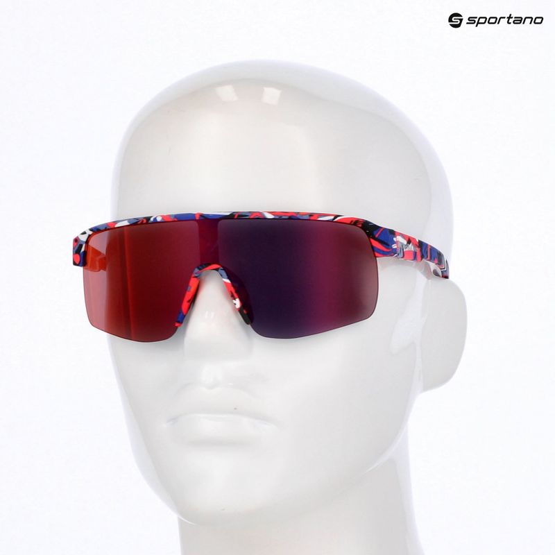 Sonnenbrille Red Bull SPECT Dakota matt blue-burgundy pattern/smoke red-purple mirror 7