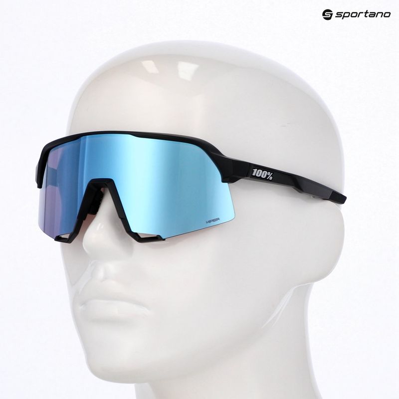 Sonnenbrille 100% S3 mattschwarz/hyperblau mehrschichtig verspiegelt 3