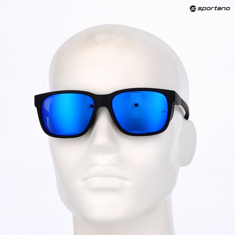 Herren Under Armour Glacial matt schwarz/grau blau Spiegel silber polarisierte Sonnenbrille o 10