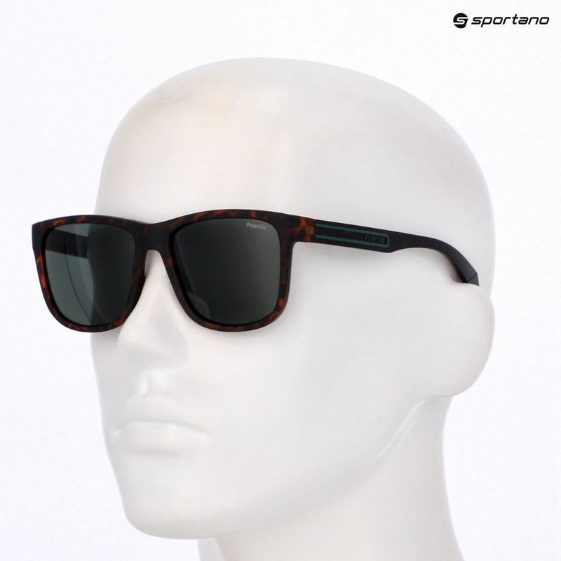 Polaroid PLD 2155/S matte braune Sonnenbrille für Herren, havanna/grün, polarisiert 9