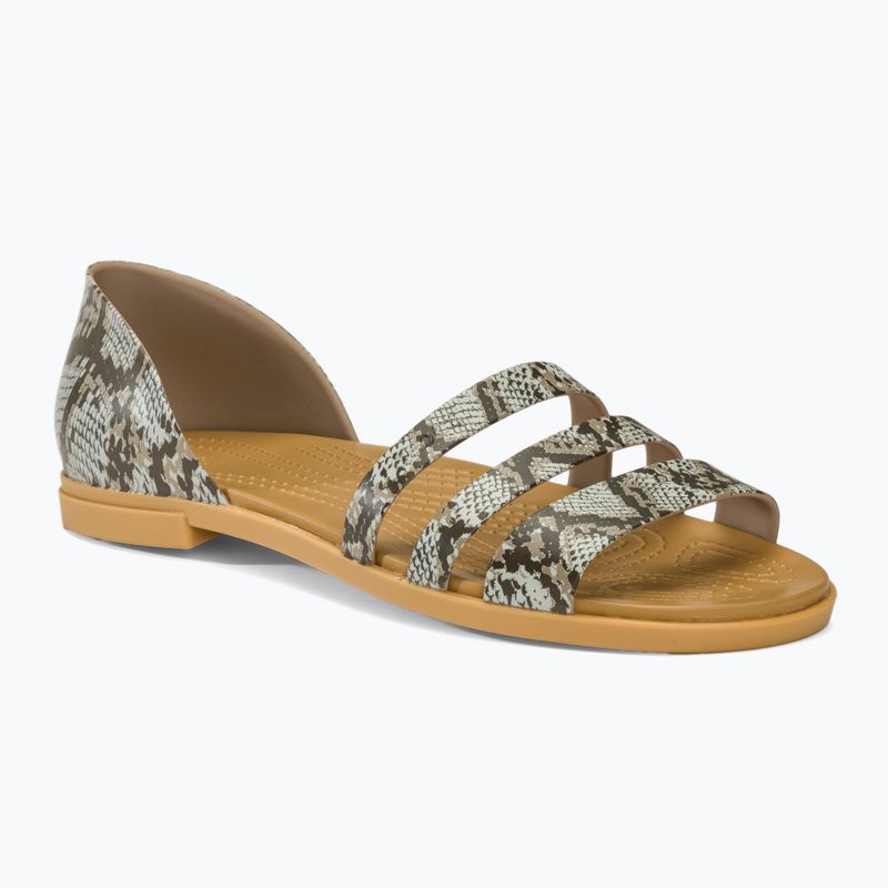 Crocs Tulum Open Flat Damen Sandalen Pilz/Stucco