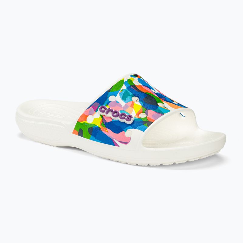 Crocs Classic Crocs Bubble Block Slide weiß/multi Flip-Flops