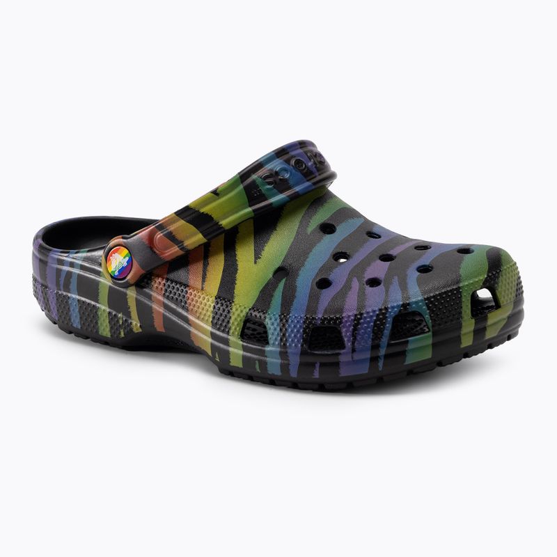 Crocs Classic Seasonal Damen Flip-Flops mit Zebradruck und Regenbogen