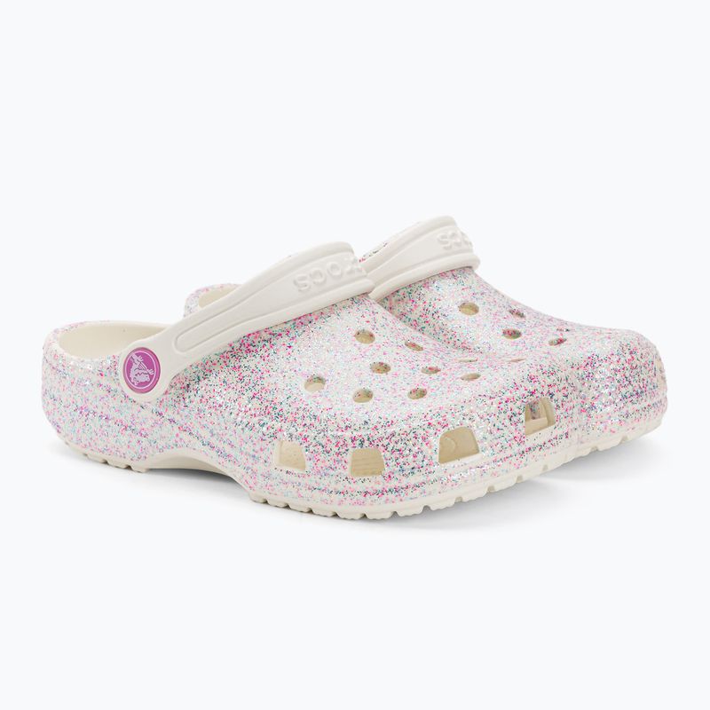 Crocs Classic Glitter Clog Kinder Badelatschen bianco sporco 5