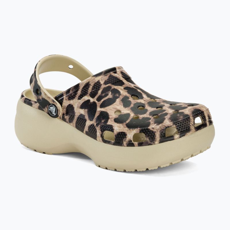 Slides Schlappen  Damen Crocs Classic Platform Animal Remix bone/leopard 2