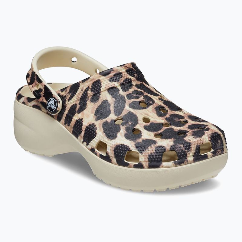 Slides Schlappen  Damen Crocs Classic Platform Animal Remix bone/leopard 9