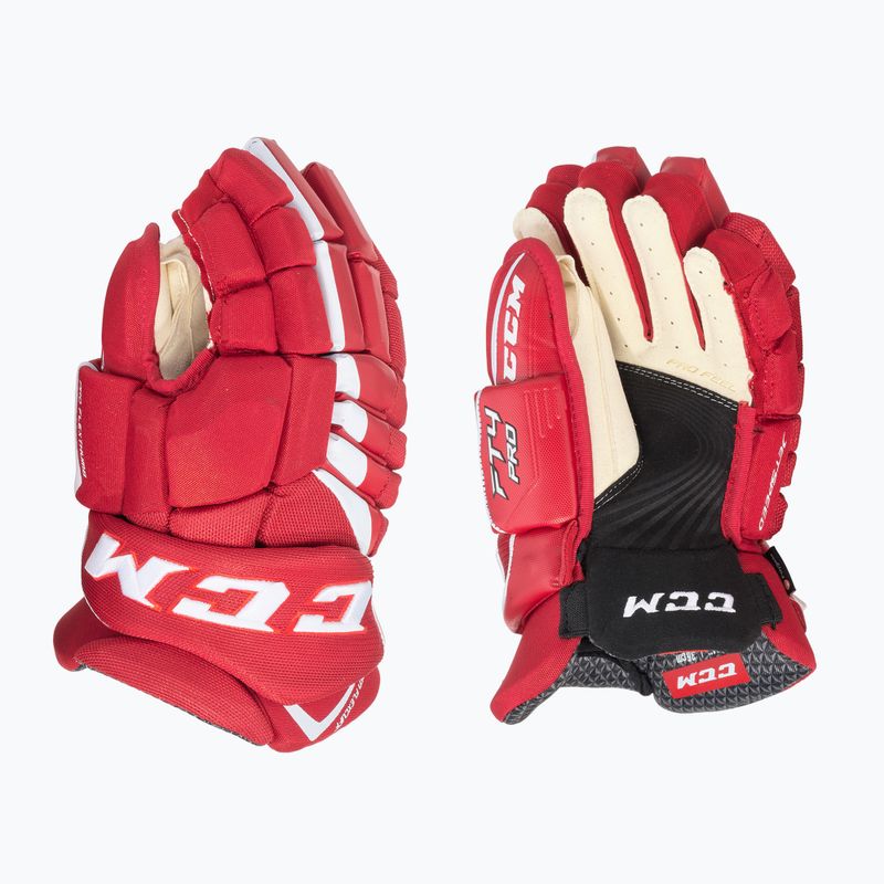 CCM JetSpeed FT4 Pro SR rot/weiße Hockeyhandschuhe
