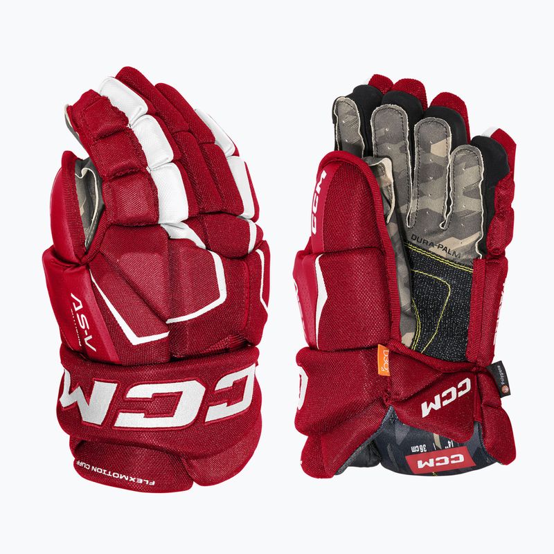 CCM Tacks AS-V SR rot/weiße Hockeyhandschuhe