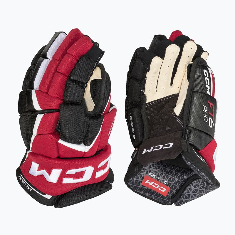 CCM JetSpeed FT6 Pro SR Hockeyhandschuhe schwarz/rot/weiß