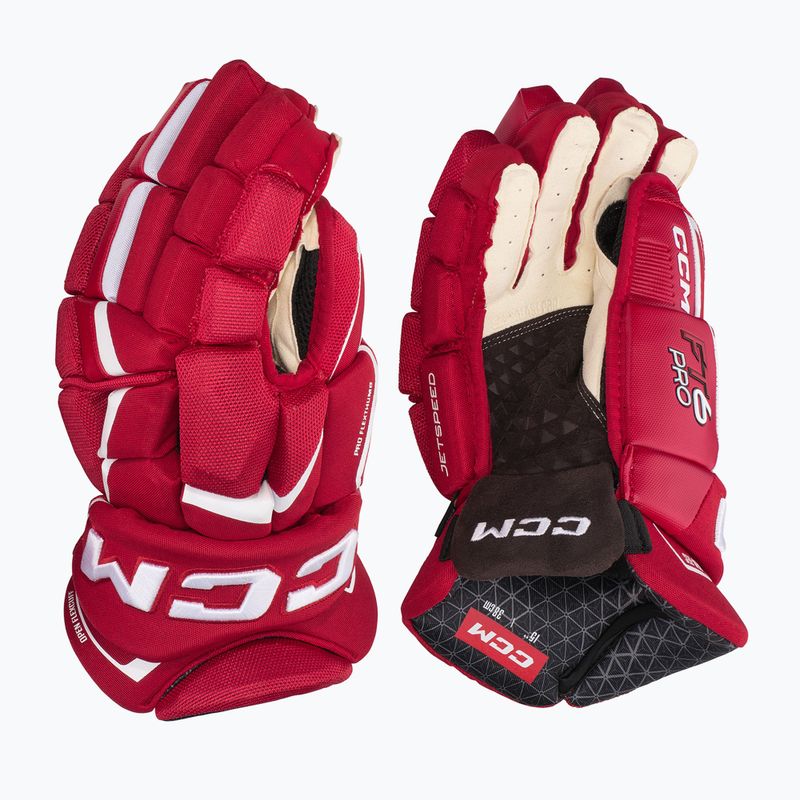CCM JetSpeed FT6 Pro SR rot/weiße Hockeyhandschuhe
