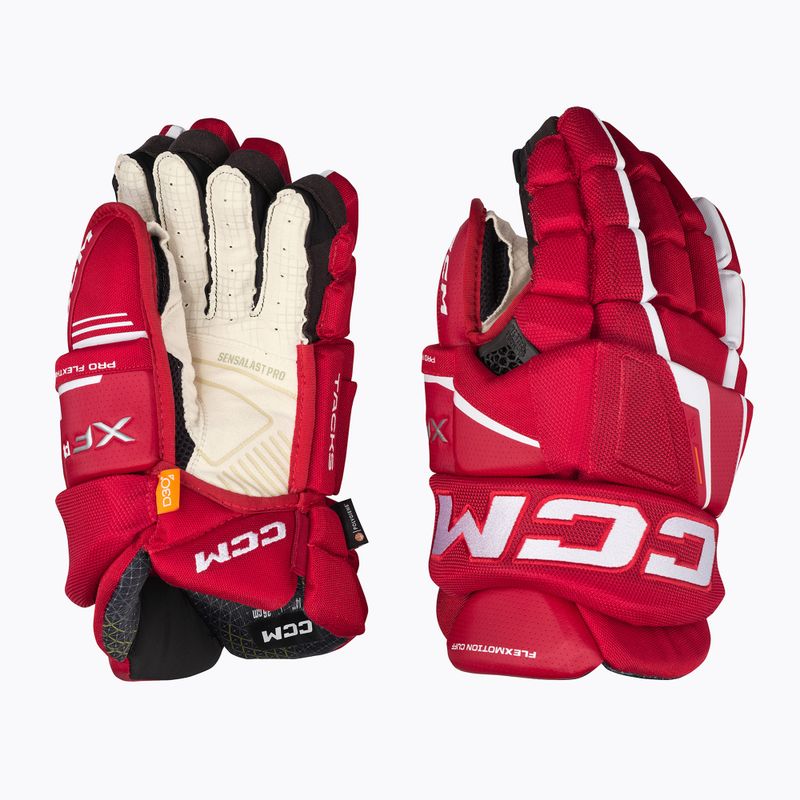 CCM Tacks XF Pro SR rot/weiße Hockeyhandschuhe