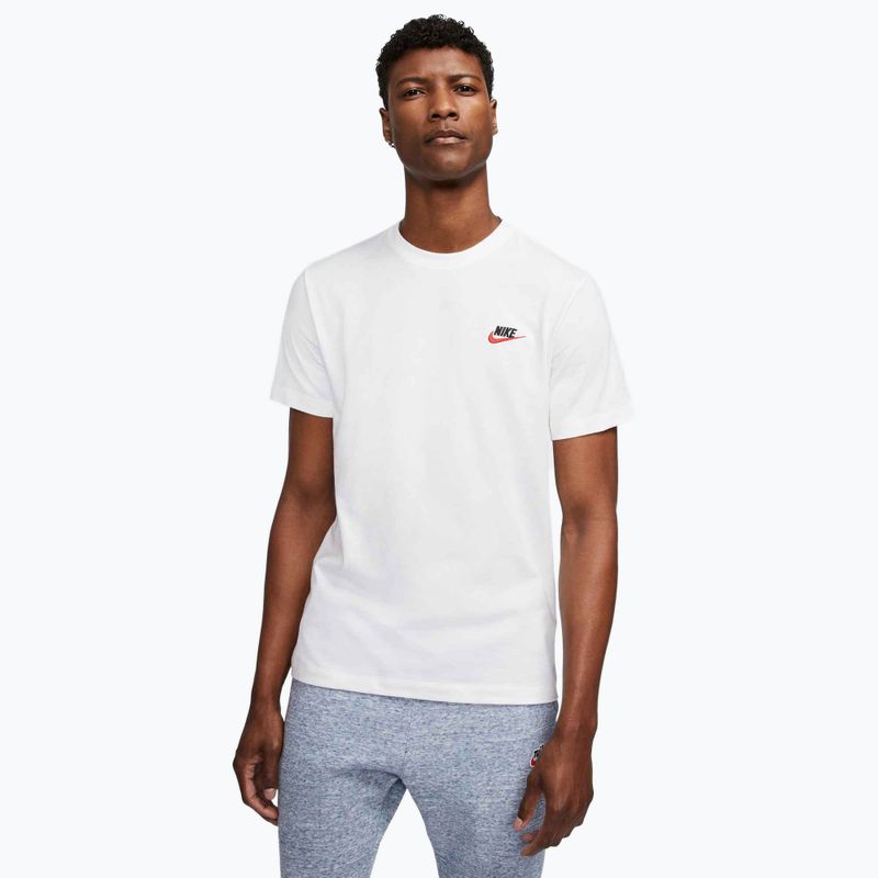 Herren Nike Sportswear Club T-Shirt weiß/schwarz/universitätsrot