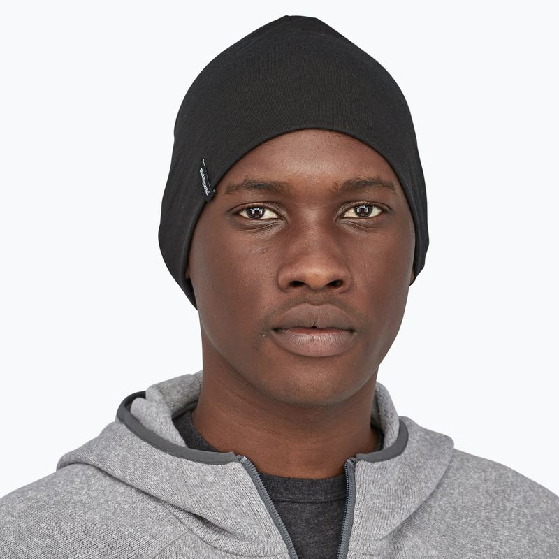 Patagonia Overlook Merinowolle Liner Beanie schwarz 2