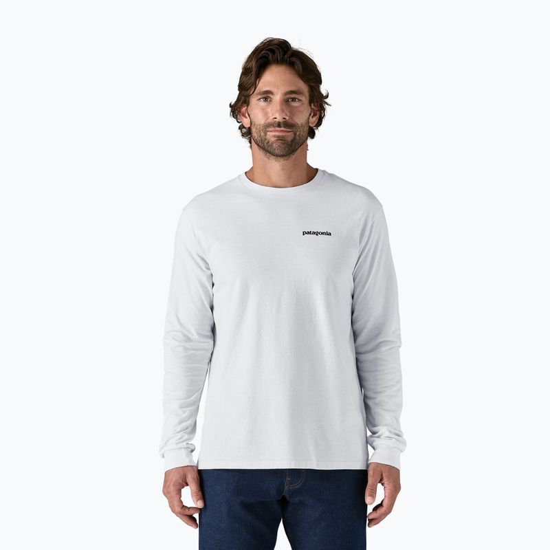 Herren Patagonia P-6 Logo Responsibili Longsleeve weiß