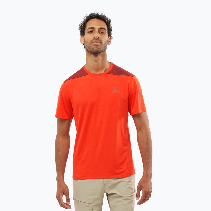 Wandershirt trekking Herren Salomon Outline SS rot LC17152