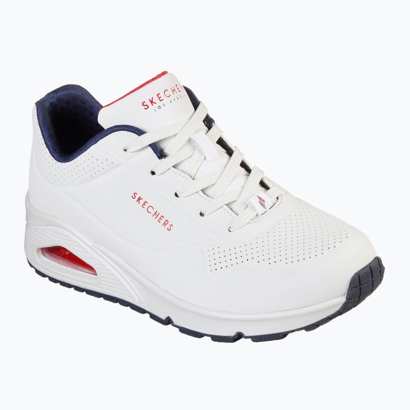 Schuhe Damen SKECHERS Uno Stand On Air white durabuck/navy/red trim/mesh 8