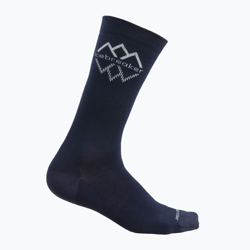 Icebreaker Life Fine Gauge Crew IB Logo Reflections Herrentrekkingsocken midnight navy/snow