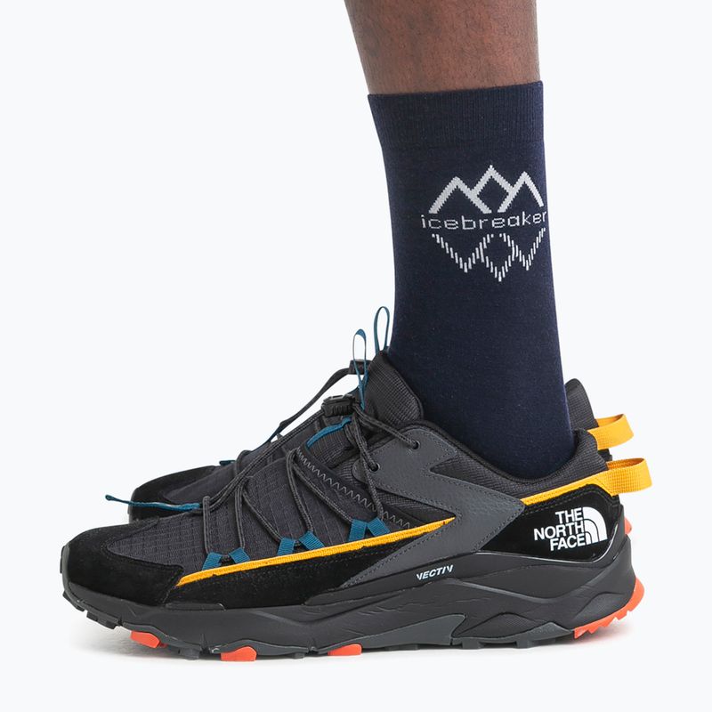 Icebreaker Life Fine Gauge Crew IB Logo Reflections Herrentrekkingsocken midnight navy/snow