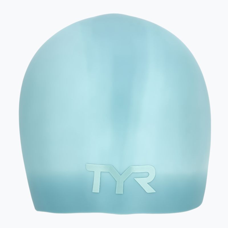 TYR Langes Haar faltenfreie Silikon Badekappe hellblau