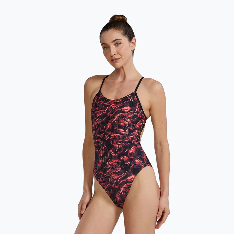 Einteiler Badeanzug Damen TYR Durafast Elite Energia Cutoutfit red 4
