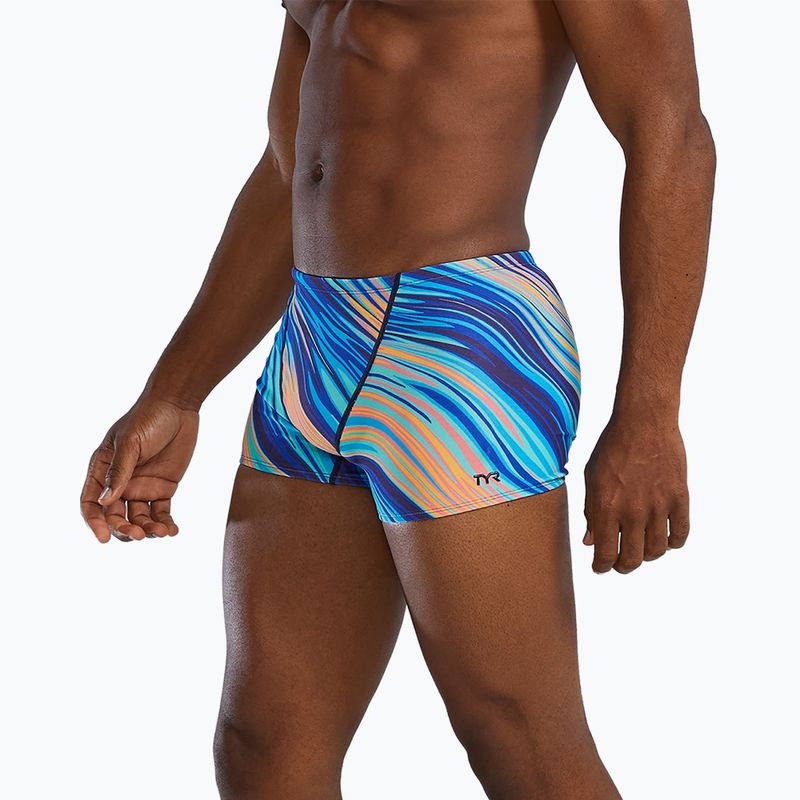 Schwimm Boxershorts Herren TYR Durafast Elite Riptidal Square Leg teal/orange 3