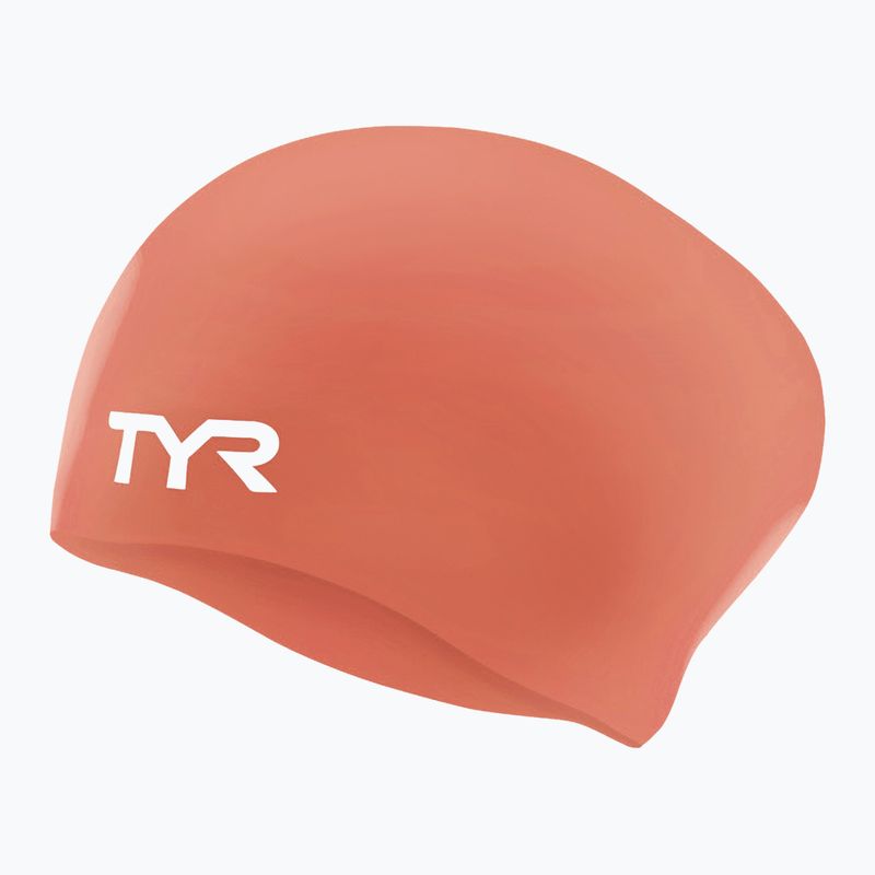 Schwimmkappe TYR Long Hair Wrinkle Free Silicone coral/white