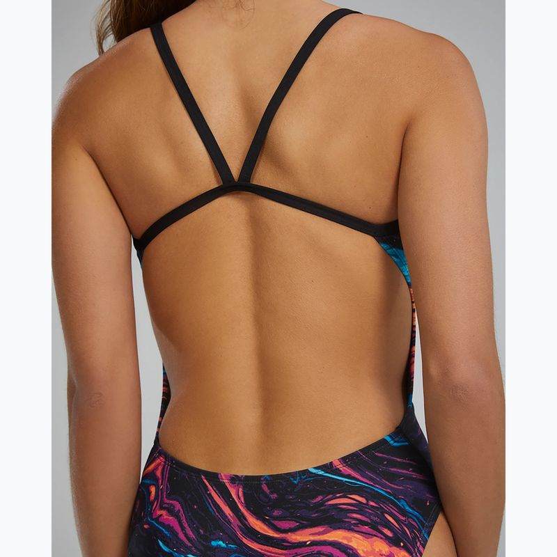 Einteiliger Damen-Badeanzug Tyr Durafast Elite Magmata Cutoutfit gold/multi/rainbow 6