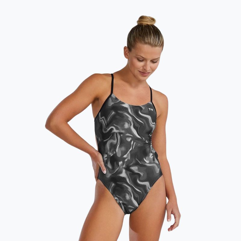 Einteiliger Damen-Schwimmanzug TYR Durafast Elite Waveform Cutoutfit titanium 4