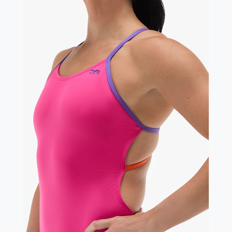 Damen-Einteiler Badeanzug Tyr Multistrap Cutoutfit Durafast Elite pink/multi 6