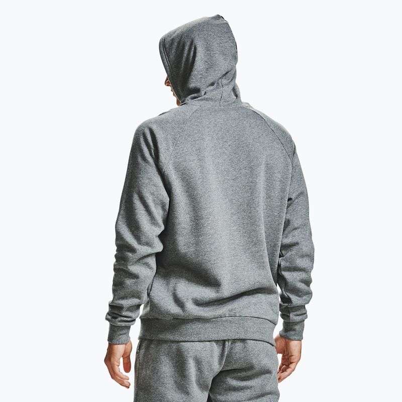 Männer unter Rüstung Rival Hoodie Pech grau Licht heather/onyx weiß Sweatshirt 5