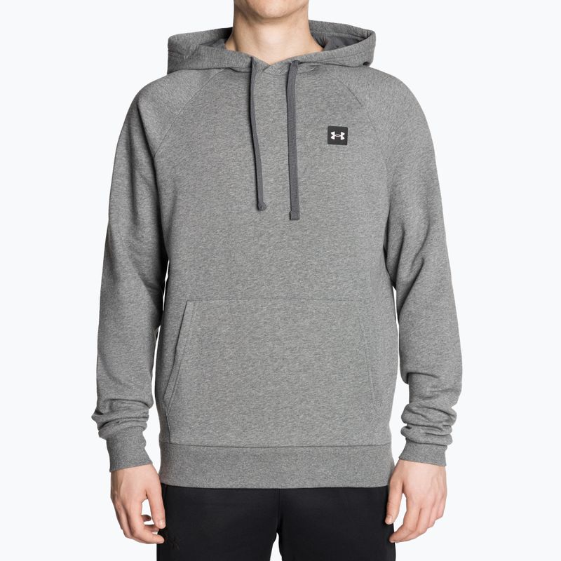 Männer unter Rüstung Rival Hoodie Pech grau Licht heather/onyx weiß Sweatshirt 2