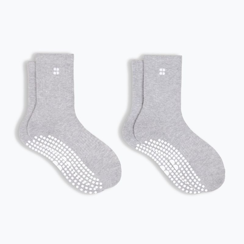 Damensocken Sweaty Betty Pilates Crew Gripper 2 pary light grey marl