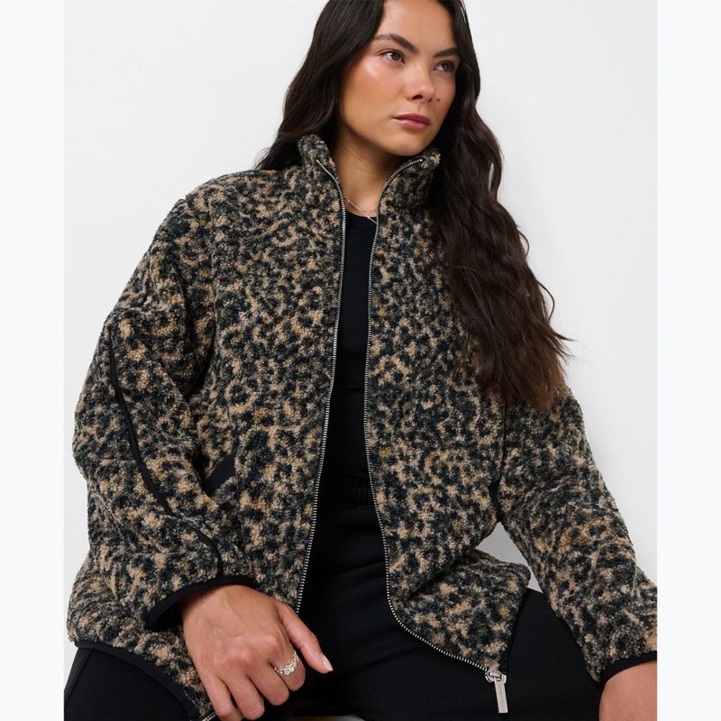 Damenpullover Sweaty Betty Plush Contrast Zip Up Fleece brown ink leopard print 4