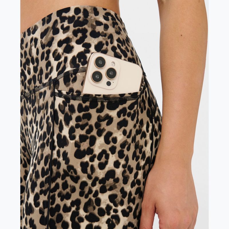 Damen-Trainingsleggings Sweaty Betty Power Piping Workout 7/8 brown ink leopard print 4